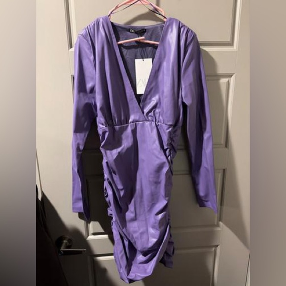 Zara Lavender V-Neck Dress